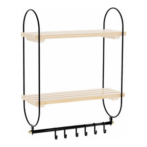 Étagère murale Pielavesi à 2 niveaux métal bois de pin 47 x 40 x 16 cm noir naturel [en.casa]