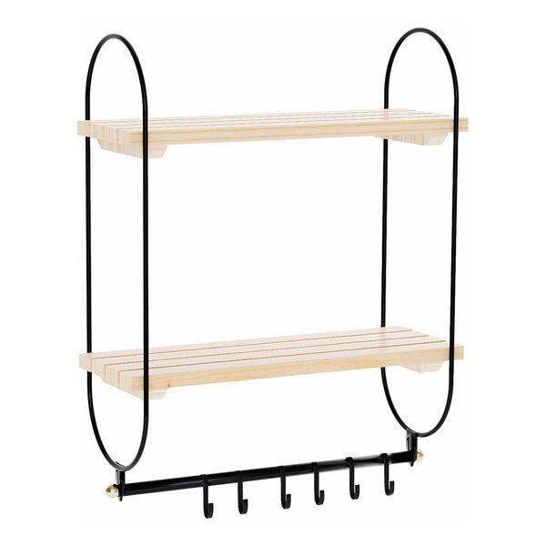 Étagère murale Pielavesi à 2 niveaux métal bois de pin 47 x 40 x 16 cm noir naturel [en.casa]