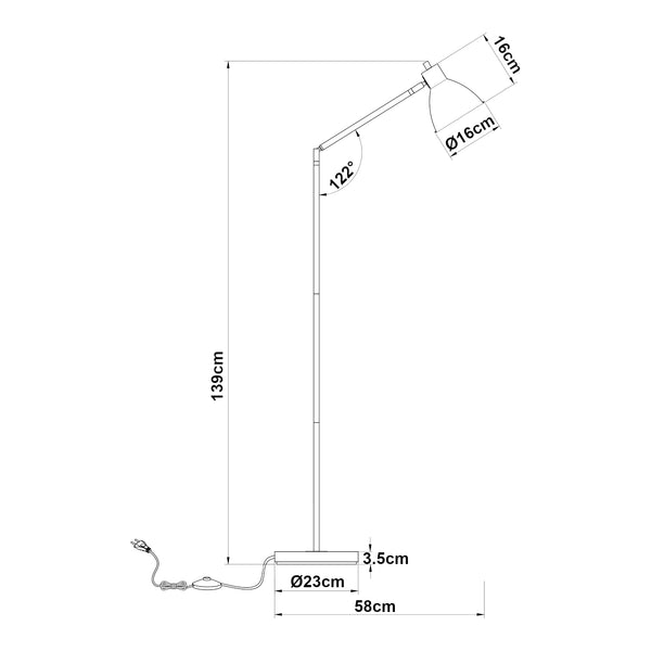 Stehleuchte Stockport 139cm Schwarz/Gold [lux.pro]