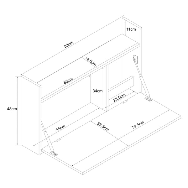 Bureau mural rabattable Rautalampi 48 x 83 x 48 cm [en.casa]
