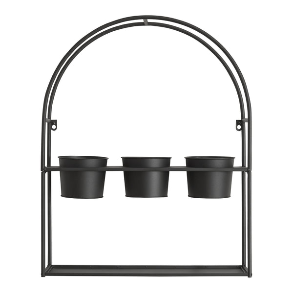 Portapiante Arcuato da Parete Merikarvia 65 x 52 x 15 cm Nero [en.casa] 