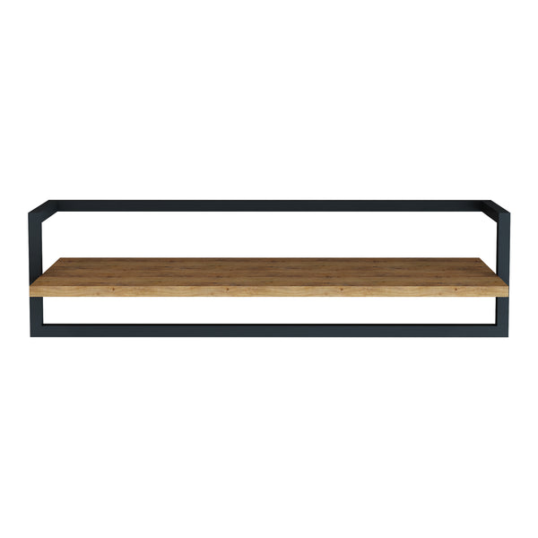 Barra Appendiabiti da Muro Evje con Piano di Appoggio 80 x 30 x 20 cm Effetto Legno / Nero [en.casa] 