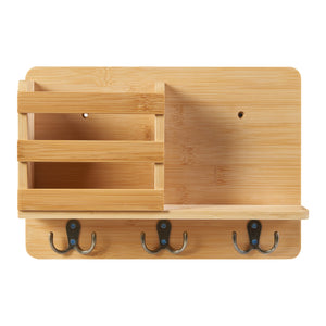Étagère murale Giske avec porte-clés intégré bambou 33 x 8 x 22 cm naturel [en.casa]