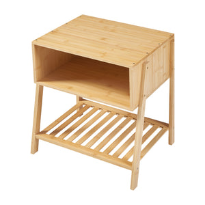 Table d'appoint Håbo avec 2 étagères bambou 50 x 45 x 36 cm naturel [en.casa]
