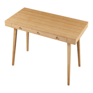 Bureau Hässleholm avec 3 tiroirs bambou 100 x 50 x 75 cm naturel [en.casa]