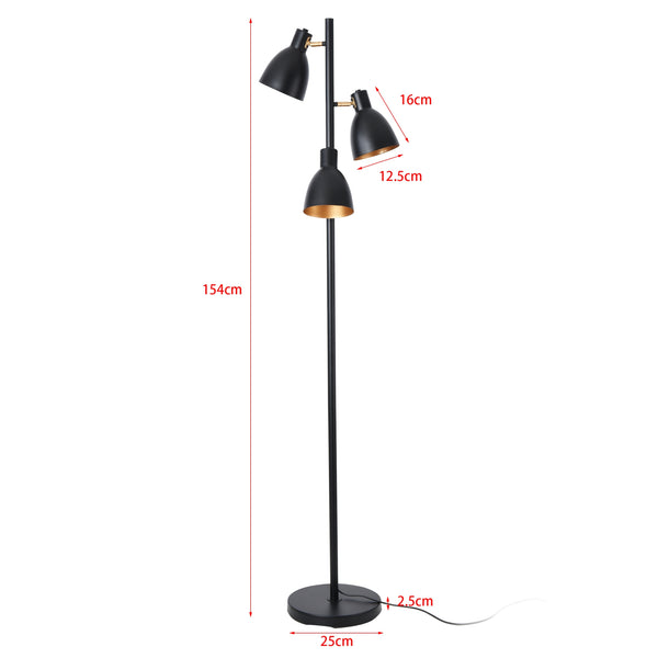 Lampada da Terra Witney con 3 Paralumi Conici Girevoli - Nero lux.pro 