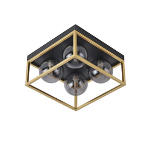 Plafonnier Widnes avec 4 douille G9 métal verre 15 x 28 x 28 cm noir or lux.pro