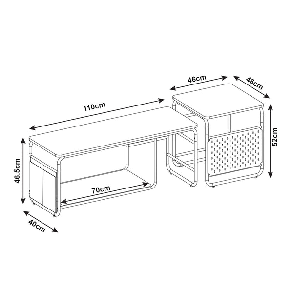 Ensemble de meuble TV et table d'appoint gigognes Dyrøy blanc effet chêne gris [en.casa]
