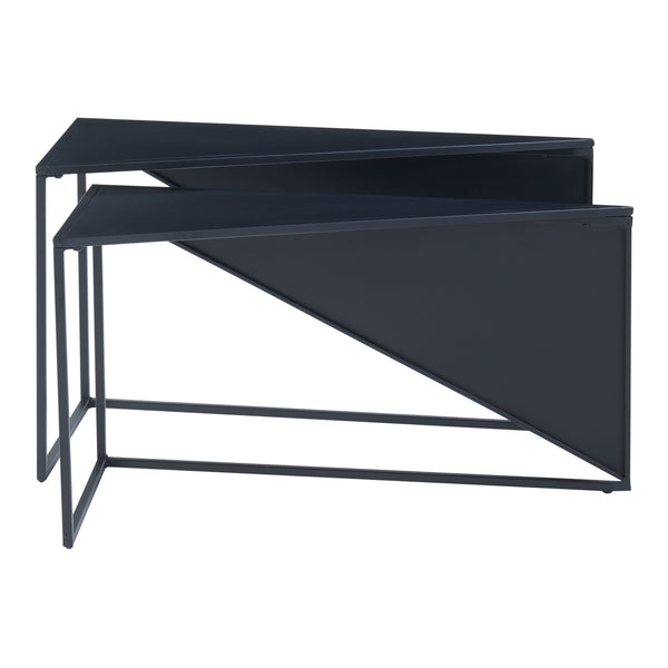 Set de 2 tables basses gigognes Kungsör de tailles différentes métal noir [en.casa]