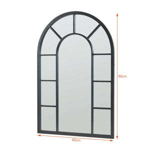 Specchio da Parete Enonkoski 90 x 60 cm Forma Arcuata Nero [en.casa] 