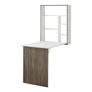 Bureau mural pliant Greve 72 x 77 x 59 cm blanc effet bois [en.casa]
