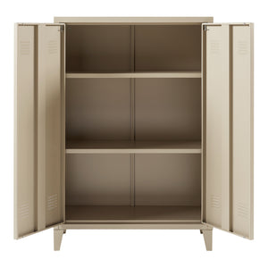 Casier de bureau métallique Oripää à 2 portes 110 x 75 x 33 cm camel [en.casa]