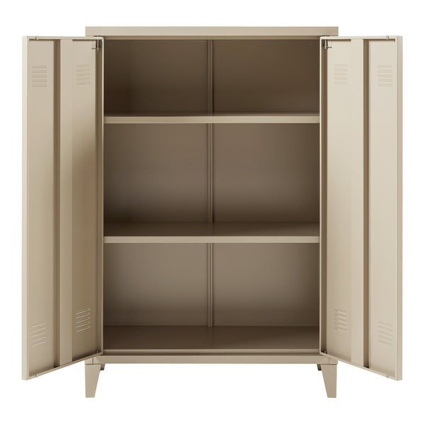 Casier de bureau métallique Oripää à 2 portes 110 x 75 x 33 cm camel [en.casa]