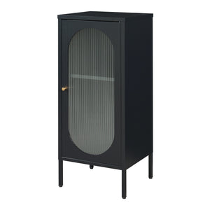 Armadietto a Vetrata Karlskrona in Acciaio 102x43x40 cm Nero [en.casa] 
