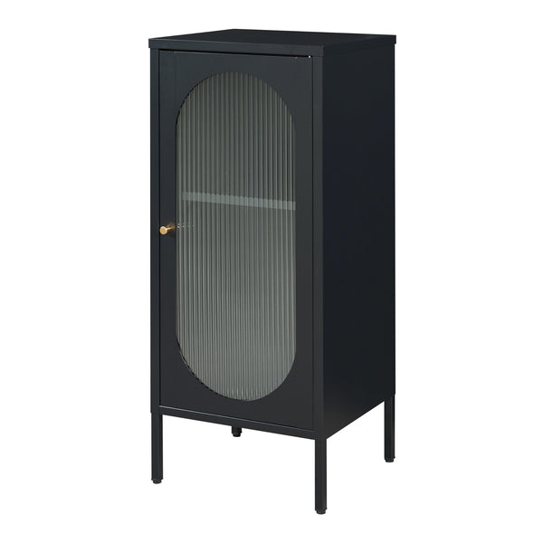 Armadietto a Vetrata Karlskrona in Acciaio 102x43x40 cm Nero [en.casa] 