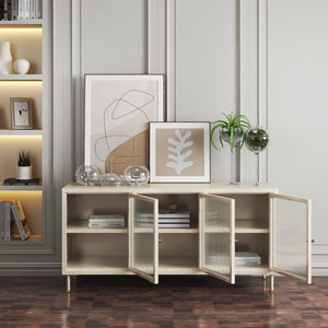 Meuble TV Lindau 120 x 40 x 59 cm blanc crème [en.casa]