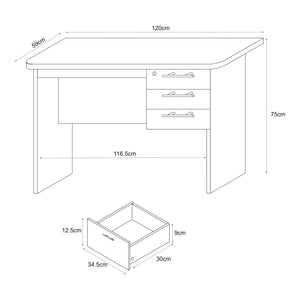 Bureau Ragunda 120 x 59 x 75 cm effet bois foncé [en.casa]