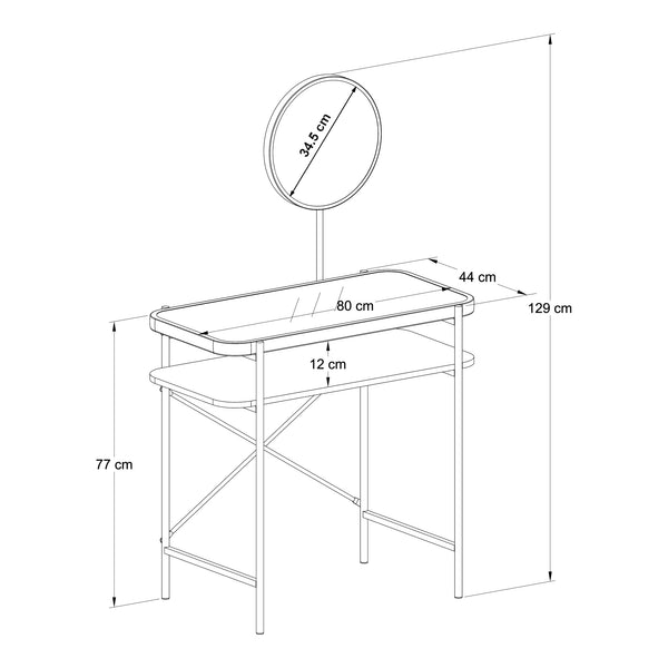 Schminktisch Hjelmeland mit Spiegel 129x80x44 cm Schwarz [en.casa]