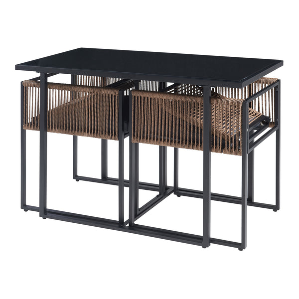 Ensemble de meubles de jardin 3 pièces Accadia noir marron gris casa.pro