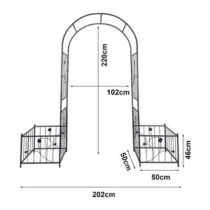 Arche à rosiers avec jardinières Barisciano acier 220 x 202 x 50 cm noir casa.pro