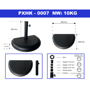 Pied de parasol Bisenti adapté aux tiges 30 34 38 45 mm noir casa.pro