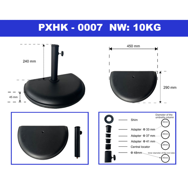 Pied de parasol Bisenti adapté aux tiges 30 34 38 45 mm noir casa.pro