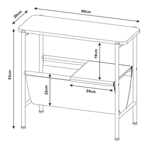 Table d'appoint Samnanger avec porte-revues 60 x 28 x 53 cm noir gris [en.casa]