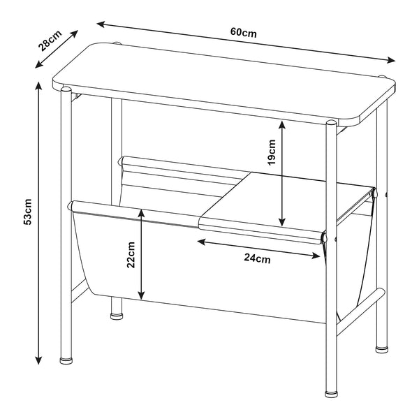 Table d'appoint Samnanger avec porte-revues 60 x 28 x 53 cm noir gris [en.casa]