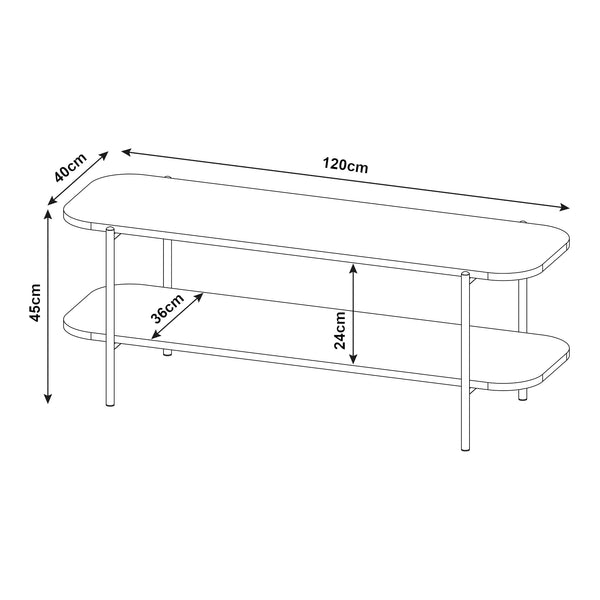 Meuble TV Samnanger acier panneau de particules 120 x 40 x 45 cm noir [en.casa]
