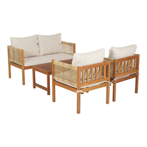 Salon de jardin 4 pièces Cannole bois d'acacia naturel beige casa.pro