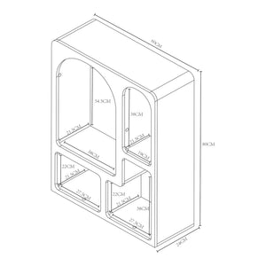 Scaffale Basso Vågå con 4 Scomparti Geometrici 80x60x24 cm Bianco [en.casa] 
