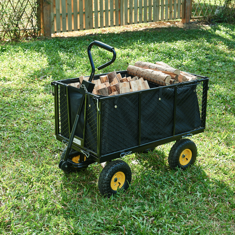 Bollerwagen Corropoli 112x51 cm max. 550kg Schwarz/Gelb [pro.tec]