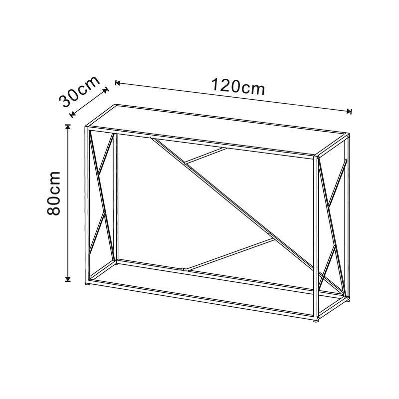 Schizzo in scala Tavolo a Consolle Rättvik 120 x 30 x 80 cm - Nero [en.casa]