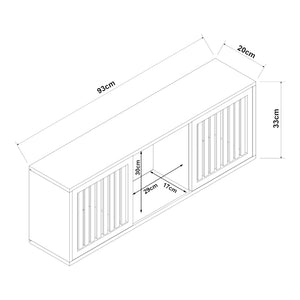 Armadietto da Parete Ypäjä con Ante Scorrevoli 93x20x33 cm Bambù Naturale [en.casa] 