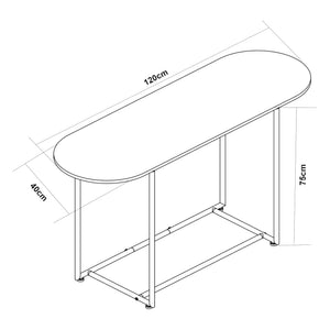 Tavolo a Consolle Nordfron con Piano Ellittico 120 x 40 x 75 cm - Effetto Marmo Bianco [en.casa]