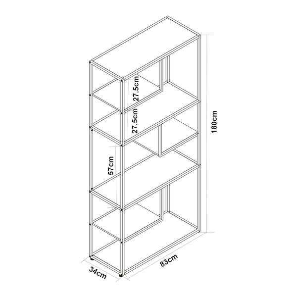 Scaffale da Terra Østre Libreria Alta 180x83x34 cm Nero / Effetto Noce [en.casa]