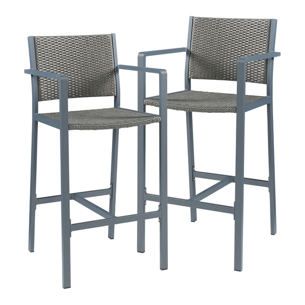 Set de table et 2 tabourets de bar Avise anthracite gris foncé casa.pro