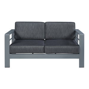 Salon de jardin 2 pièces Avise table basse avec canapél anthracite gris foncé casa.pro