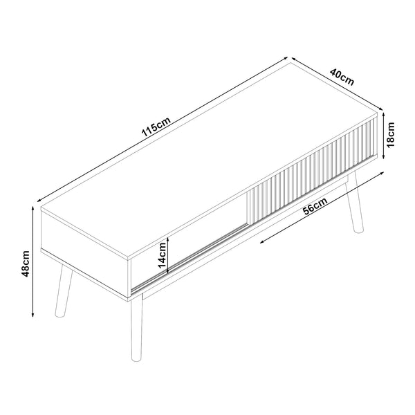 Meuble TV Landskrona 115 x 40 x 48 cm effet chêne [en.casa]