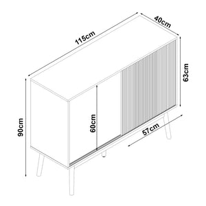 Buffet Landskrona 90 x 115 x 40 cm effet chêne [en.casa]