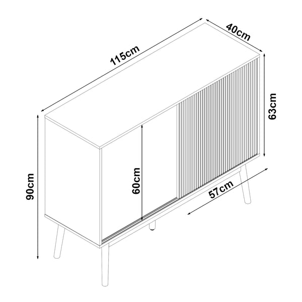 Buffet Landskrona 90 x 115 x 40 cm effet chêne [en.casa]