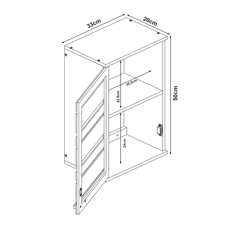 Schizzo in scala Mobiletto da Parete Epind con Scomparti Chiusi per Bagno Cucina 50x33x20 cm - Bambù Naturale [en.casa]