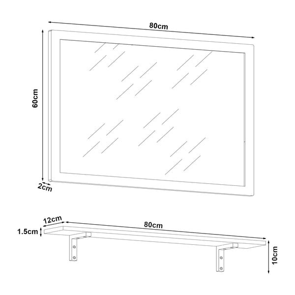 Set da Bagno Boksereys di Specchio da Parete 80 x 60 cm  e Mensola in Bambù - Naturale [en.casa]