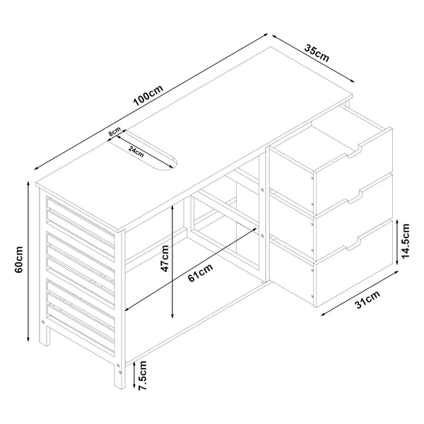 Meuble sous-vasque Boksereys bambou 60 x 100 x 35 cm naturel [en.casa]