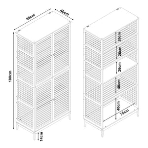 Armadio Alto Raurgela Multiuso Mobile da Terra per Bagno Cucina 180 x 80 x 40 cm - Bambù Naturale [en.casa]