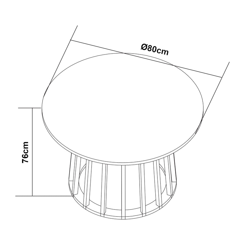 Croquis coté Table de salle à manger Lensuu 76 x 80 cm [en.casa]