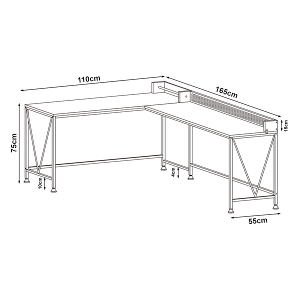 Bureau Frelvepirg 165 x 110 x 90 cm noir effet noyer [en.casa]
