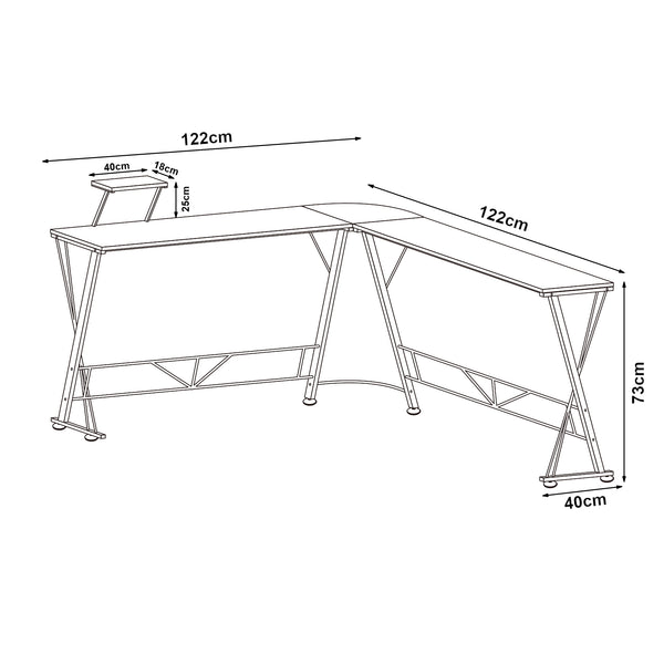 Bureau Yremso avec plateau surélevé 122 x 122 x 98 cm noir [en.casa] 