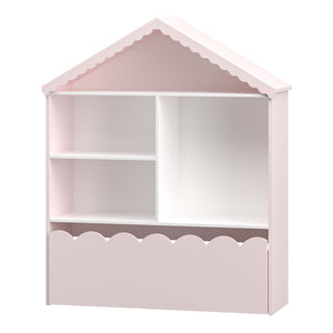 Scaffale Vestnes con 4 Vani Portaoggetti e Cassetto per Cameretta - Rosa/Bianco [en.casa]
