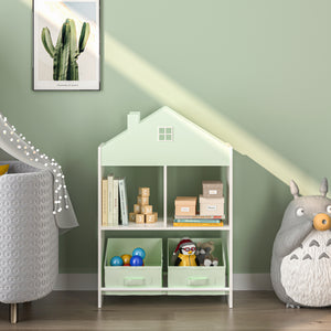 Scaffale per Cameretta Vipsali Design a Casetta 90x60x27 cm Menta Verde / Bianco [en.casa]